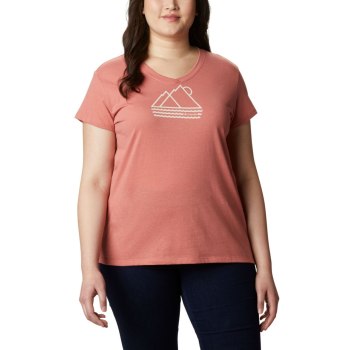 Columbia Solar Shield Graphic Plus Size, Camiseta Coral Oscuro Para Mujer | 836149-JIR